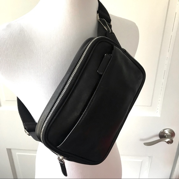 Coach Handbags - COACH | BLK LEATHER WAIST SLING FANNY BUM BAG 35”